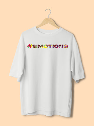 Emotions Printed Oversized Off-White T-shirts