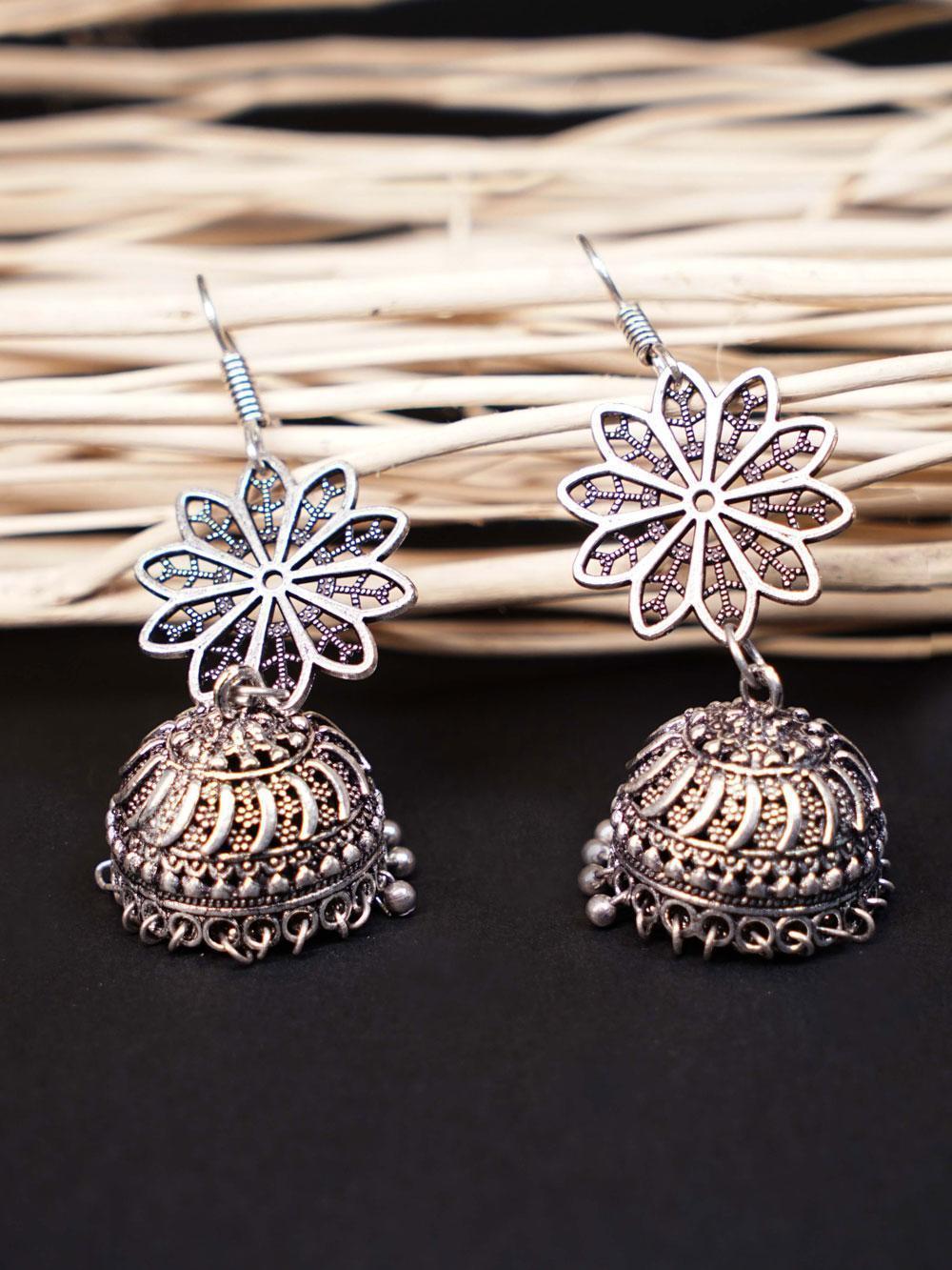 FABULOUS FLORAL DANGLER JHUMKAS…. GERMAN SILVER COLLECTIONS