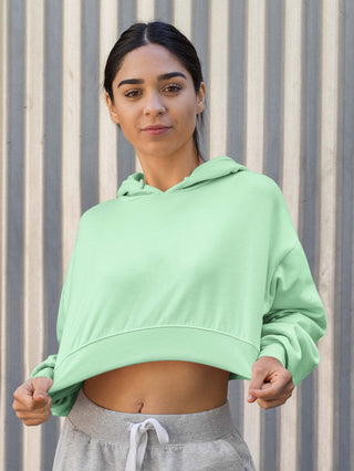 Mint Plain Crop Hoodies