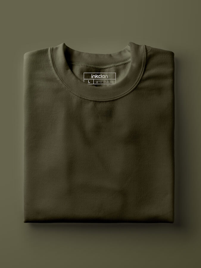 Olive Green Plain Unisex Tshirts 160 Basics