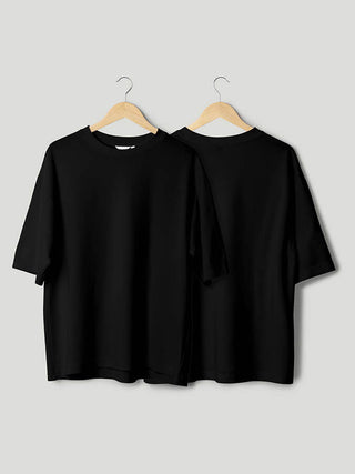 Black Plain Oversized Tshirts