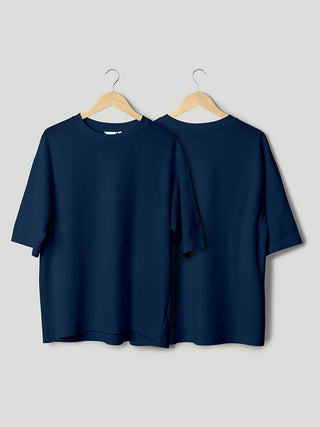 Dark Navy Plain Oversized Tshirts