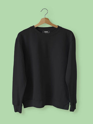 Black Plain Unisex Sweat Shirts