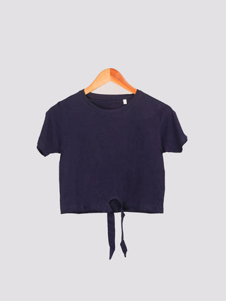 Navy Knot Crop Top