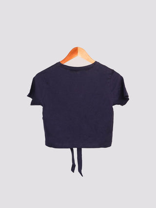 Navy Knot Crop Top