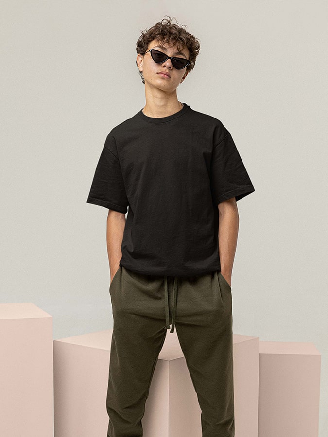 Black Plain Oversized Tshirts