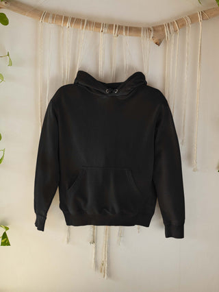 Black Plain Unisex Pullover Hoodies